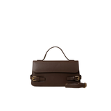 Dark Brown Structured Top Handle Handbag