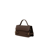 Dark Brown Structured Top Handle Handbag